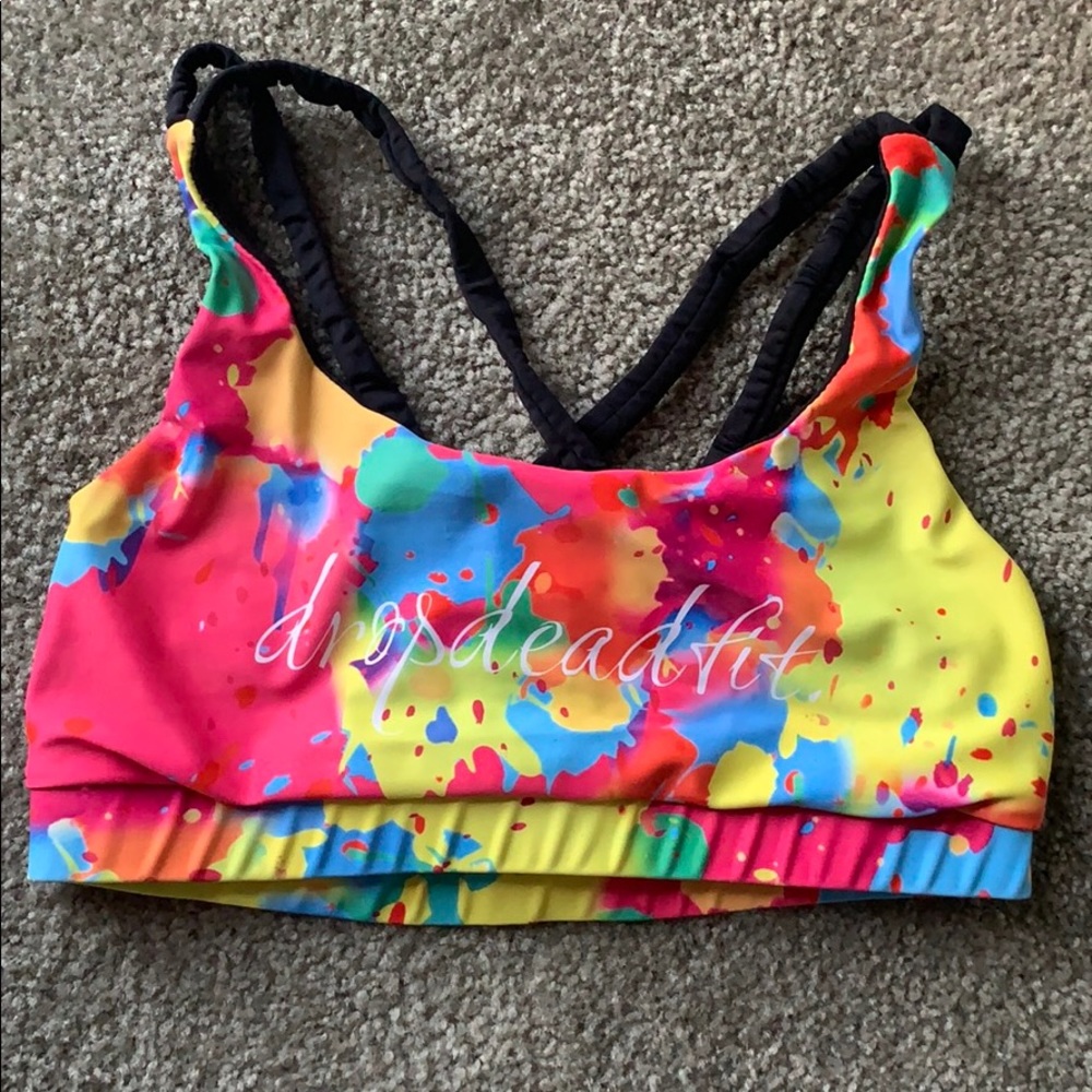Rainbow strappy sports bra